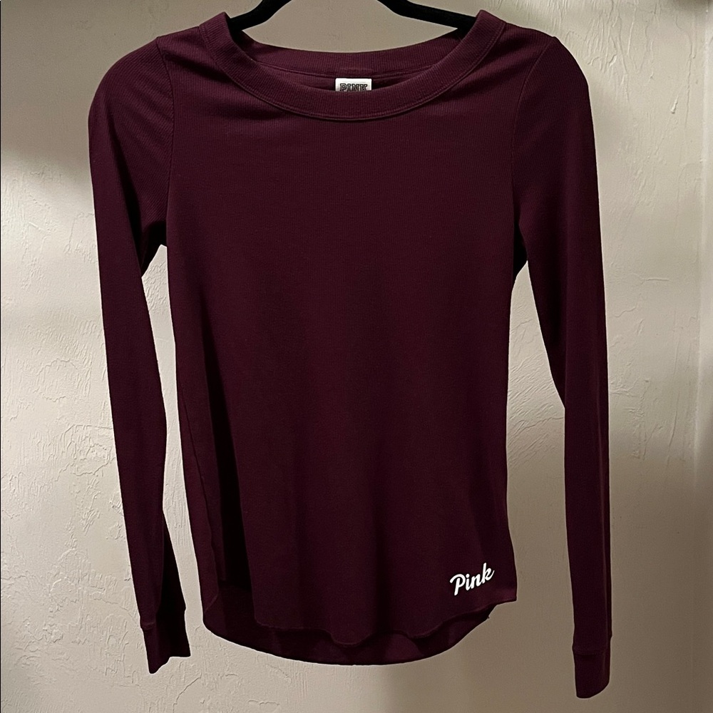 PINK Victoria's Secret Deep Maroon Long Sleeve Tee